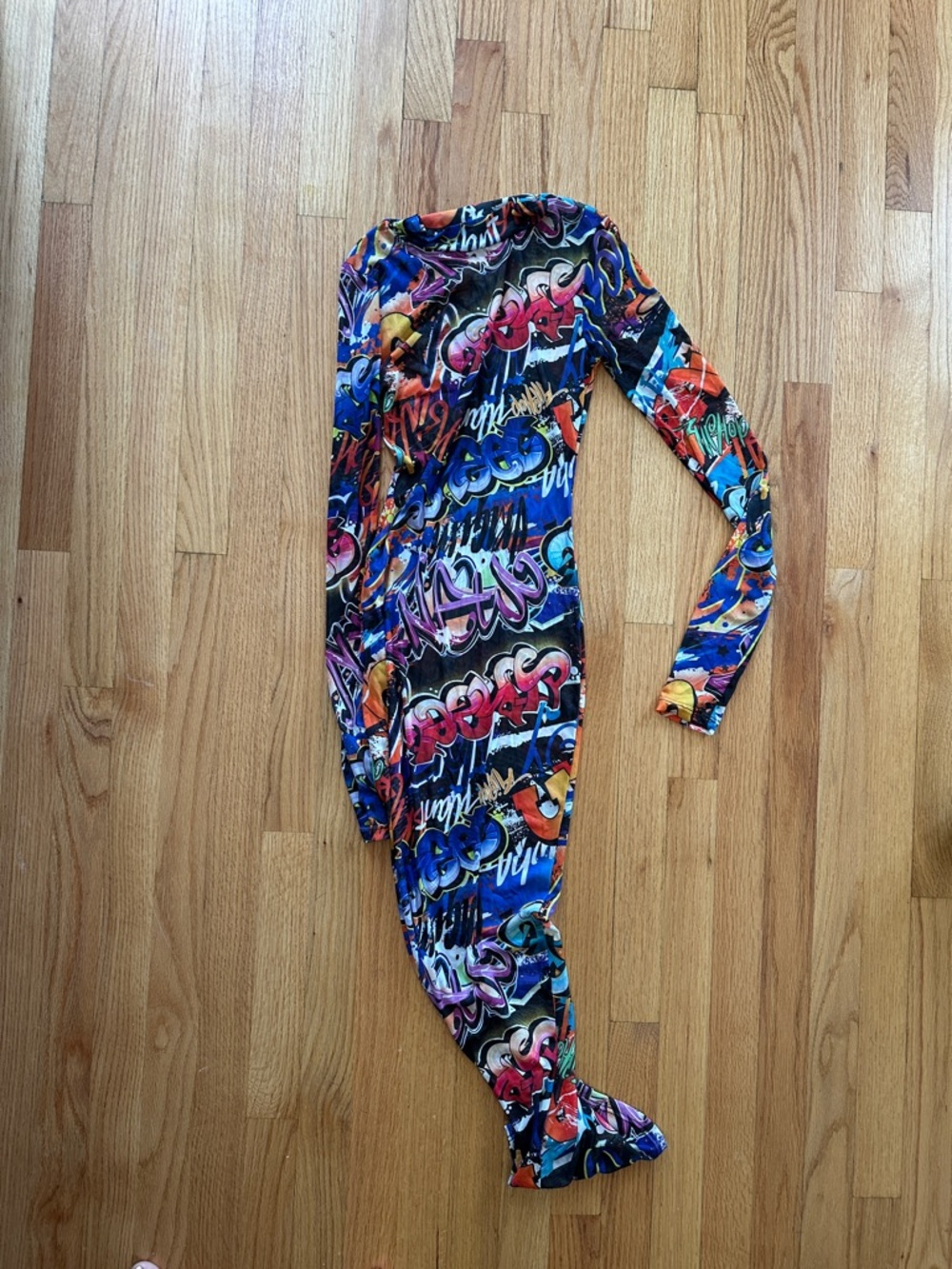 Vibrant Graffiti Print Long Sleeve dress